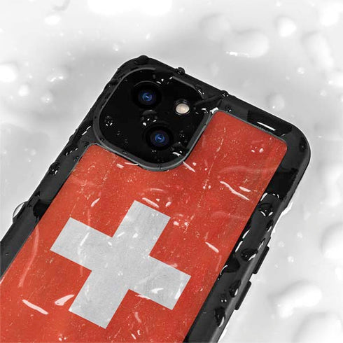 Switzerland Flag Distressed iPhone 15 Waterproof Case